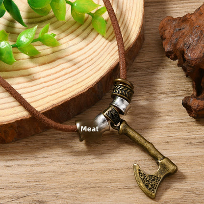 Ethnic Style Axe Necklace For Unisex Featuring Leather Rope Material
