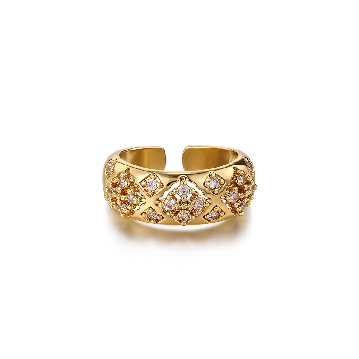 Retro Copper Cross Ring For Women Featuring Zircon Inlay, 1 Piece