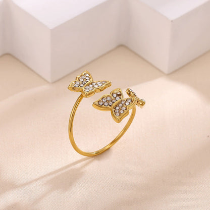 Retro Copper Cross Ring For Women Featuring Zircon Inlay, 1 Piece