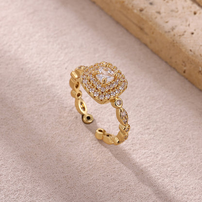 Retro Copper Cross Ring For Women Featuring Zircon Inlay, 1 Piece