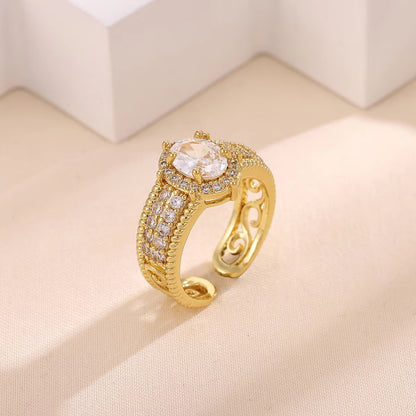 Retro Copper Cross Ring For Women Featuring Zircon Inlay, 1 Piece