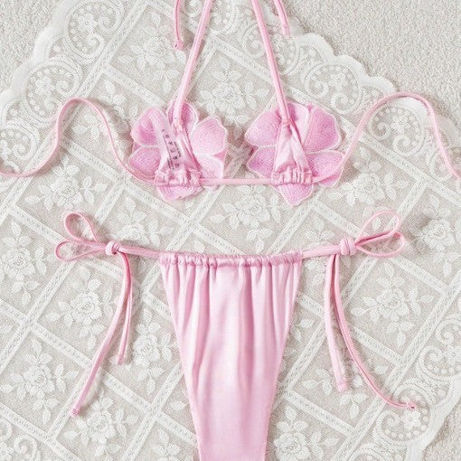 Solid Color Women's Split Swimsuit In Natural Pink, Made With Polyester Fabric, Perfect For Swimming Pool