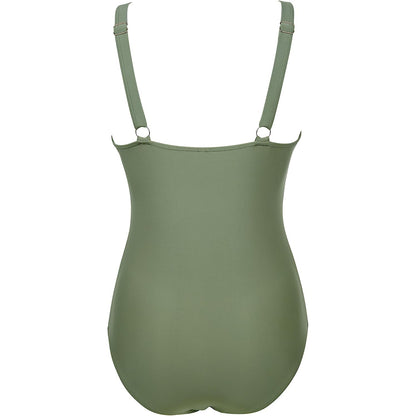 Solid Color White One-Piece Swimsuit In Nylon Fabric, Perfect For Beach Wear