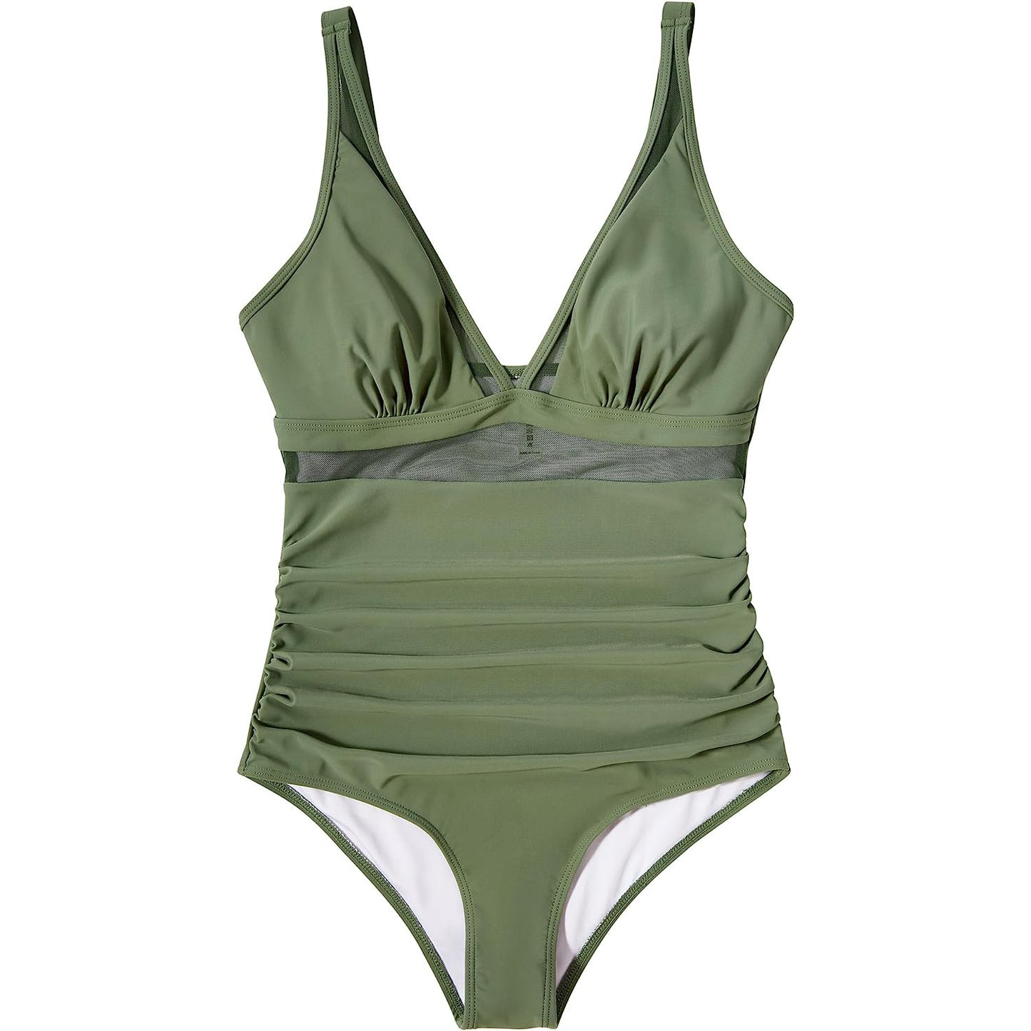Solid Color White One-Piece Swimsuit In Nylon Fabric, Perfect For Beach Wear