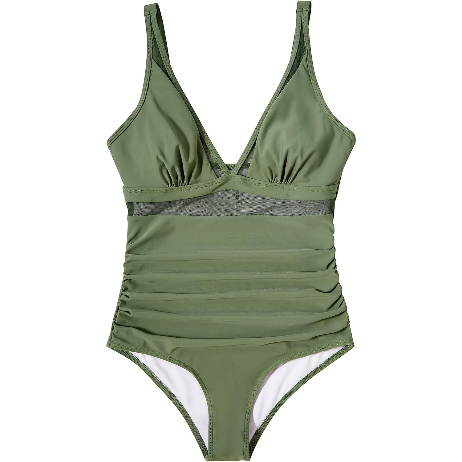 Solid Color White One-Piece Swimsuit In Nylon Fabric, Perfect For Beach Wear
