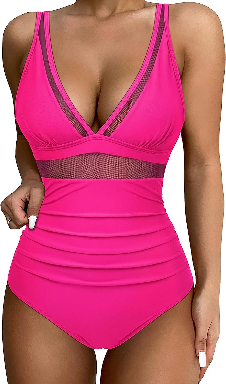 Solid Color White One-Piece Swimsuit In Nylon Fabric, Perfect For Beach Wear