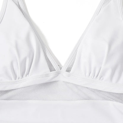 Solid Color White One-Piece Swimsuit In Nylon Fabric, Perfect For Beach Wear
