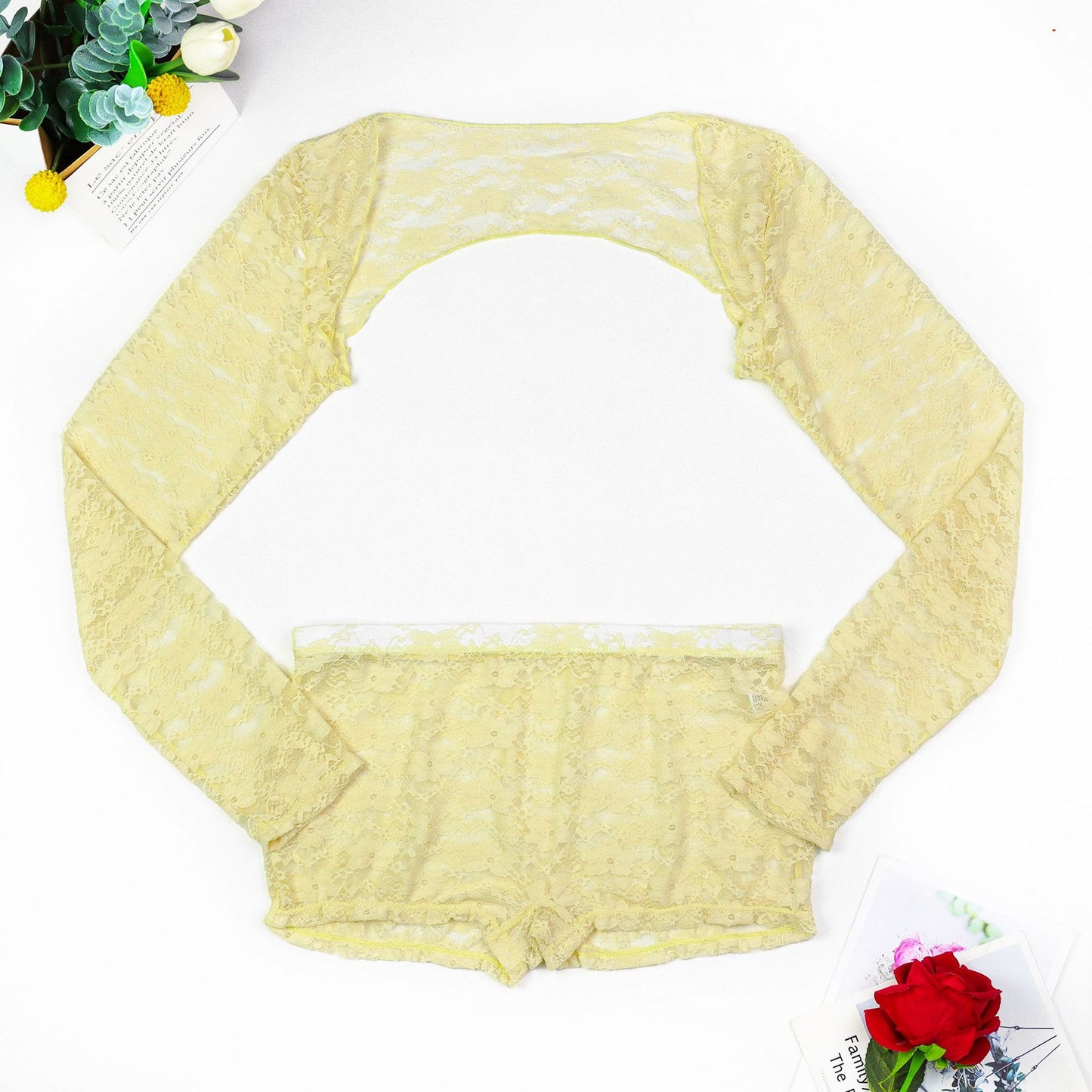 Solid Color Three-Piece Swimwear Set In Yellow Featuring Nylon Fabric And A Split Swimsuit Top With Halter Neck For Beach