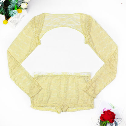 Solid Color Three-Piece Swimwear Set In Yellow Featuring Nylon Fabric And A Split Swimsuit Top With Halter Neck For Beach