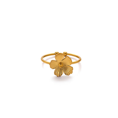 Women’s Open Rings For Flowers Featuring 18K Real Gold Plated Titanium Steel