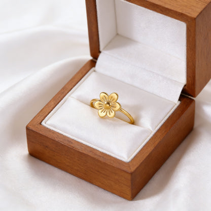 Adjustable Flowers Ring For Women In 304 Stainless Steel With PVD Coated Gold Plating Process