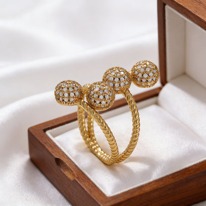 For Open Rings Made Of Copper Featuring Zircon Inlay, Stylish And Elegant Design