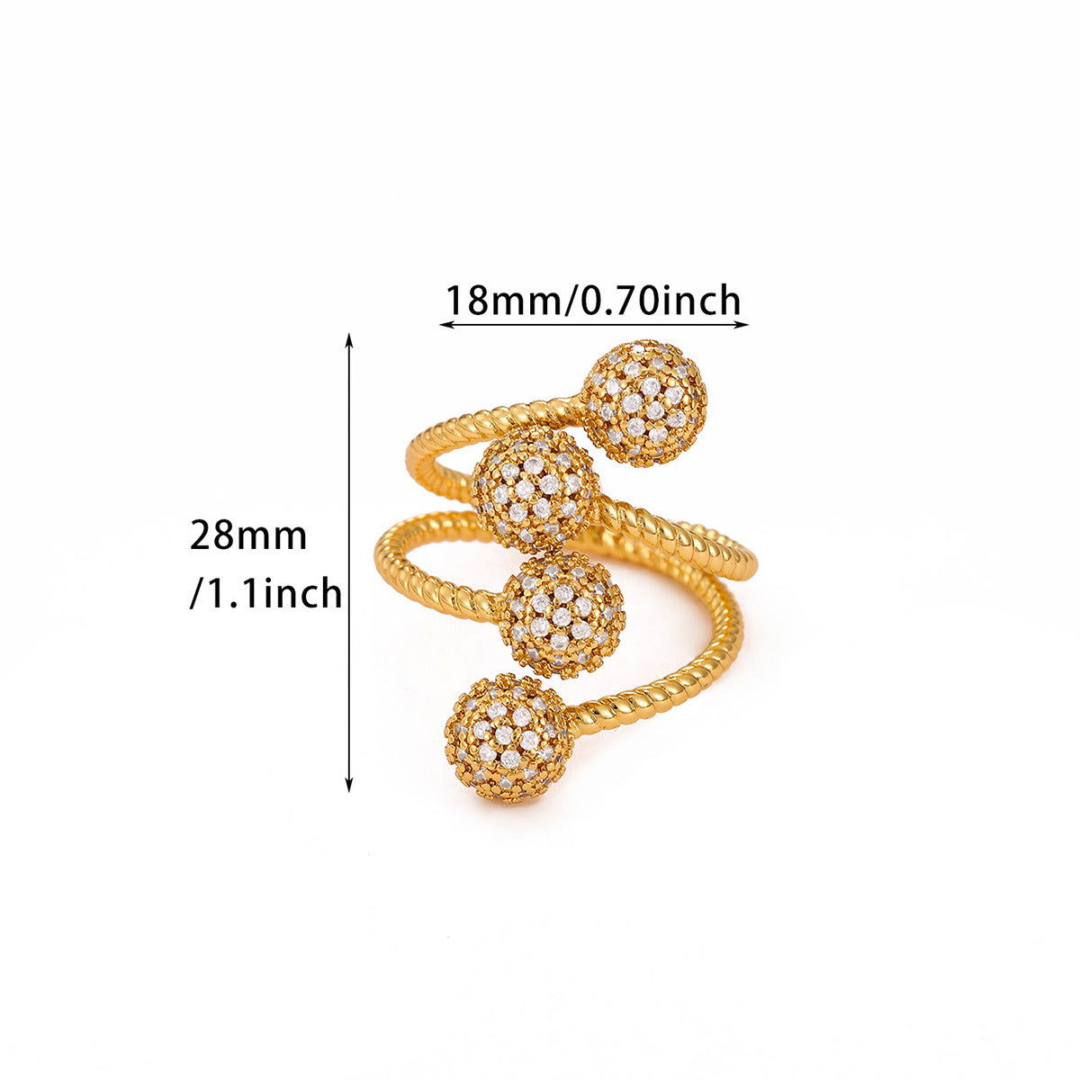 For Open Rings Made Of Copper Featuring Zircon Inlay, Stylish And Elegant Design