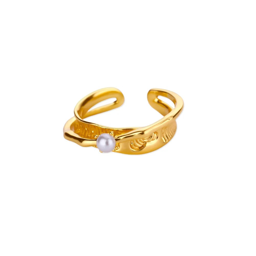 Copper Crown Open Ring For Daily Wear Featuring Zircon Inlay In Bronze