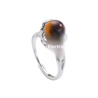 Vintage Style Round Open Ring For Unisex Featuring Natural Stone Inlay In Copper