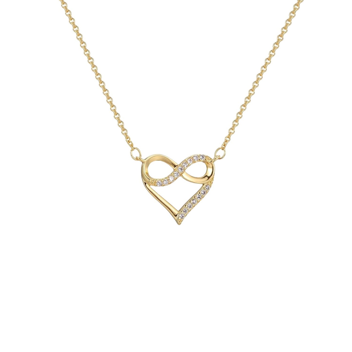 Heart Shape Necklace For Women In 925 Sterling Silver Featuring Elegant Golden Finish