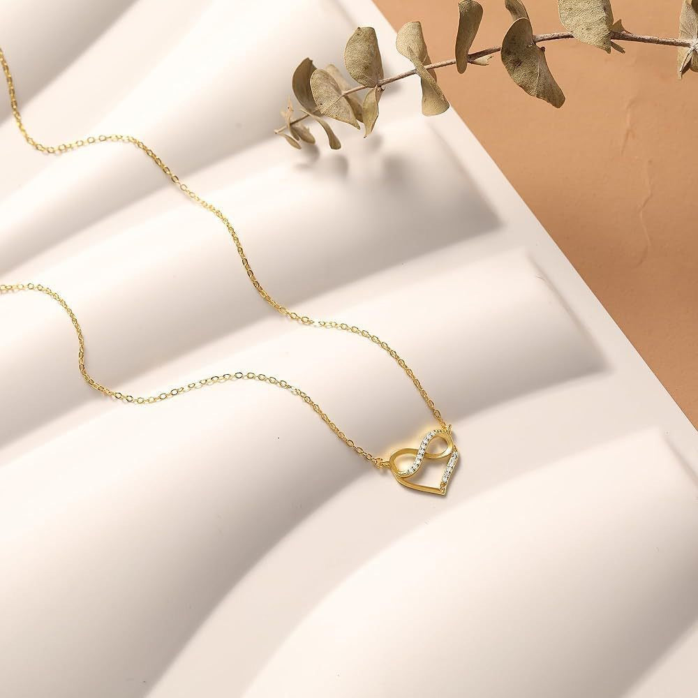 Heart Shape Necklace For Women In 925 Sterling Silver Featuring Elegant Golden Finish