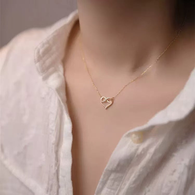 Heart Shape Necklace For Women In 925 Sterling Silver Featuring Elegant Golden Finish