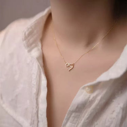 Heart Shape Necklace For Women In 925 Sterling Silver Featuring Elegant Golden Finish