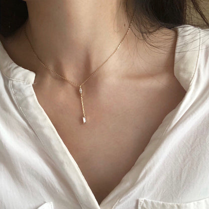 Water Droplets Necklace For Women In 925 Sterling Silver With 14K Real Gold Plated Finish, Elegant Golden Jewelry