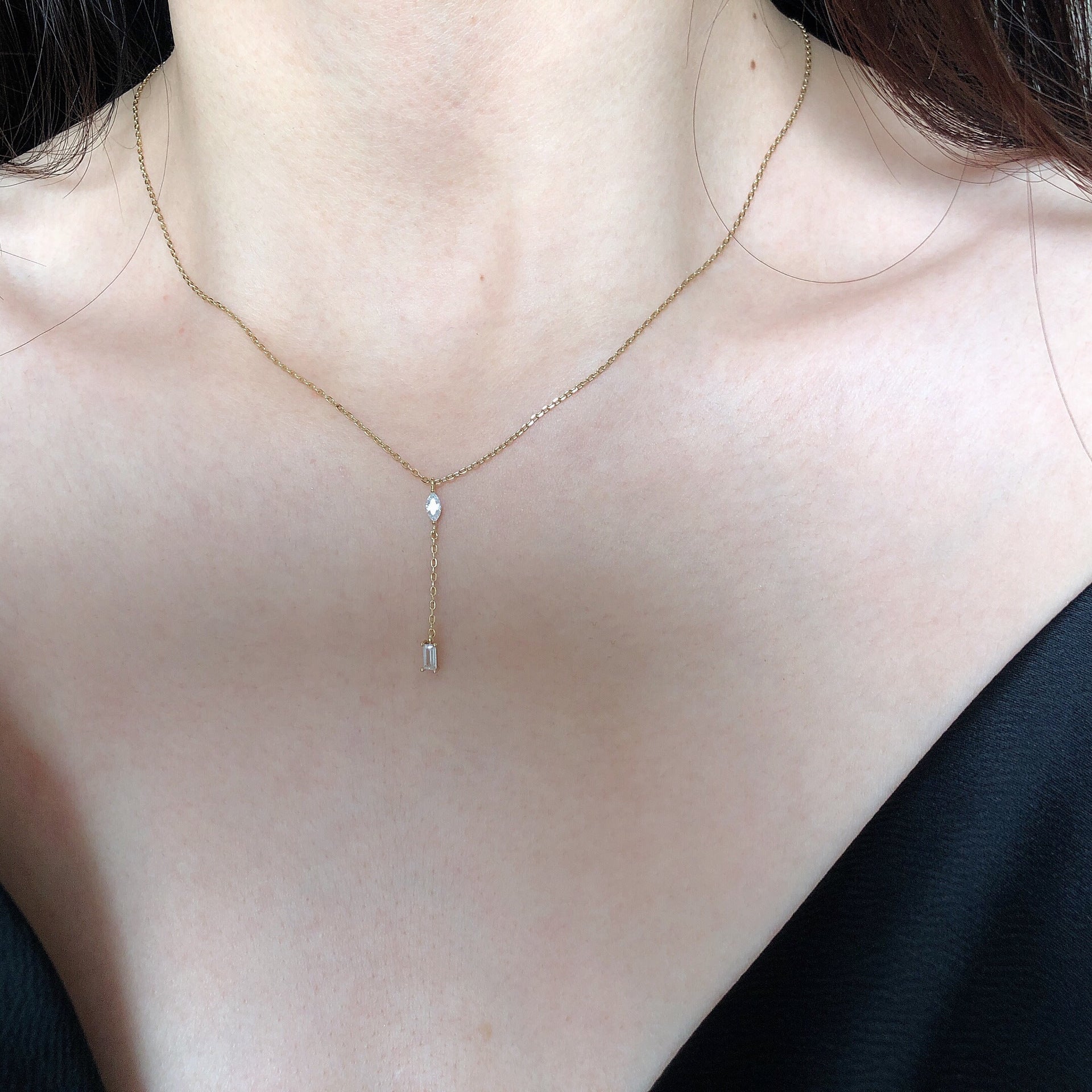 Water Droplets Necklace For Women In 925 Sterling Silver With 14K Real Gold Plated Finish, Elegant Golden Jewelry