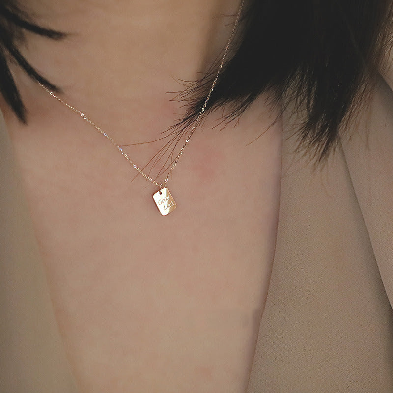Rectangle Necklace For Women In Golden 925 Sterling Silver