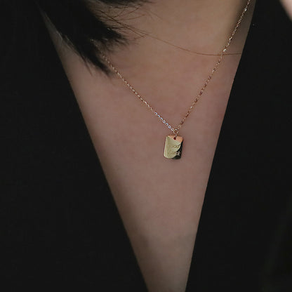 Rectangle Necklace For Women In Golden 925 Sterling Silver
