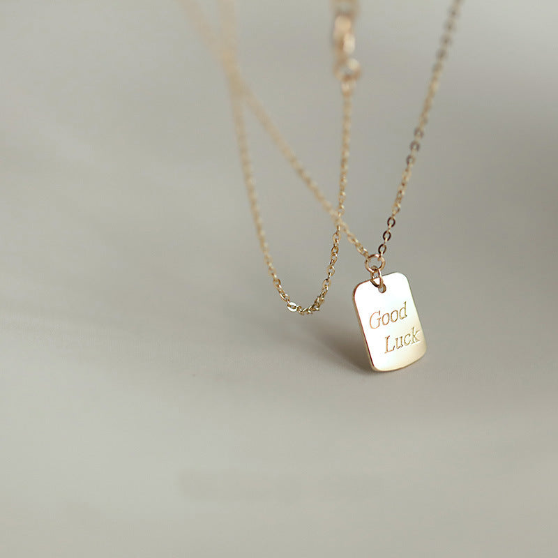 Rectangle Necklace For Women In Golden 925 Sterling Silver