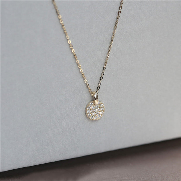 Round Necklace For Women In 925 Sterling Silver Featuring 14K Real Gold Plated Finish