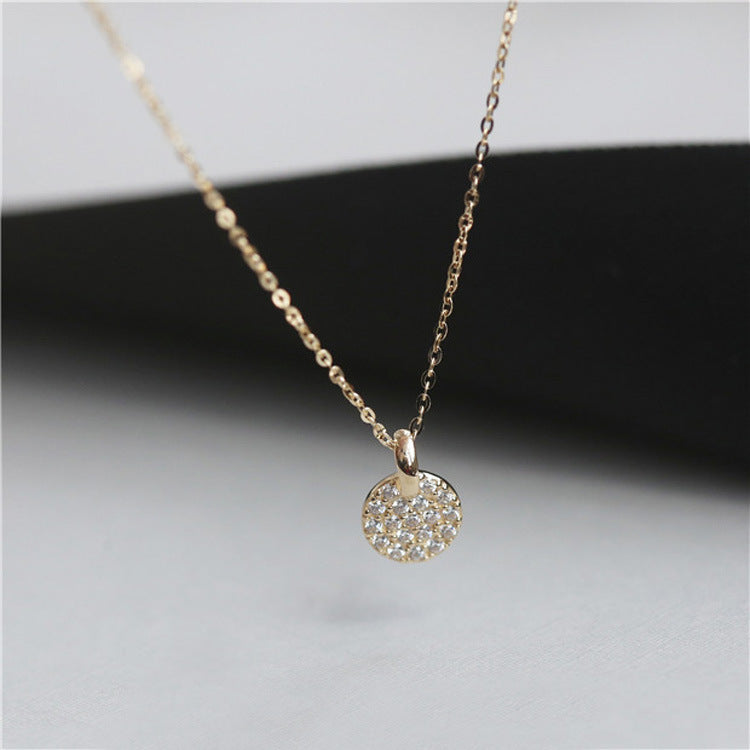 Round Necklace For Women In 925 Sterling Silver Featuring 14K Real Gold Plated Finish