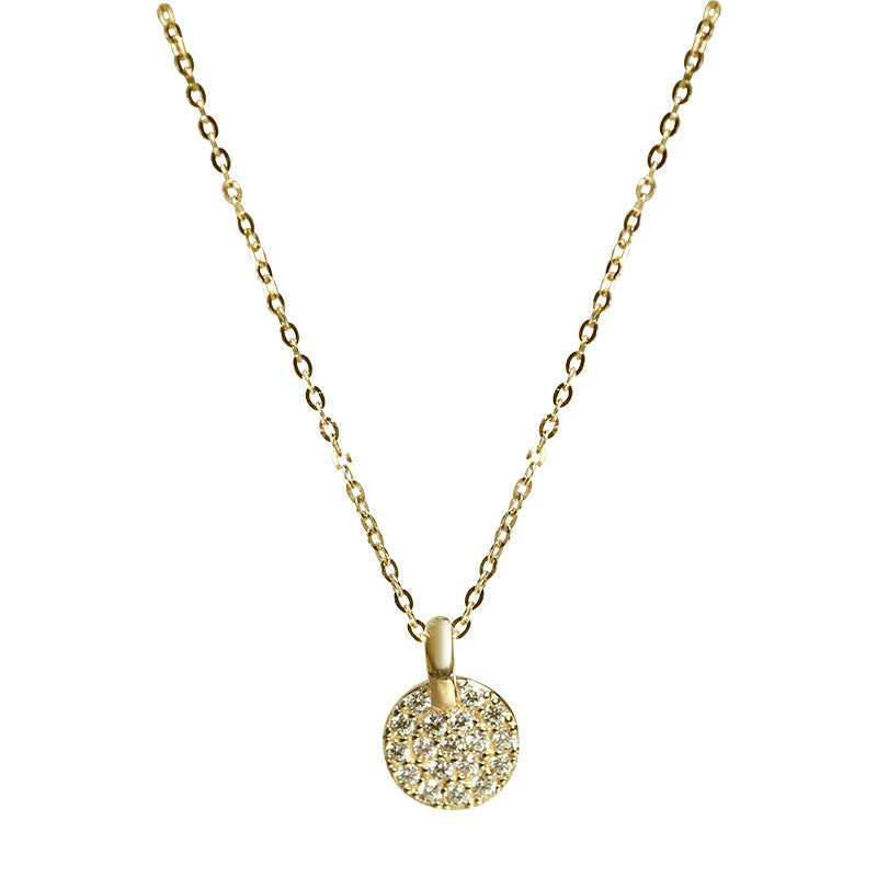 Round Necklace For Women In 925 Sterling Silver Featuring 14K Real Gold Plated Finish