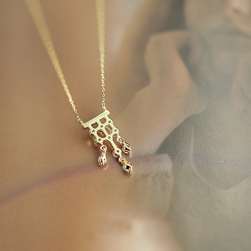 French Style Necklace For Women Made Of 925 Sterling Silver, Elegant Pendant Jewelry