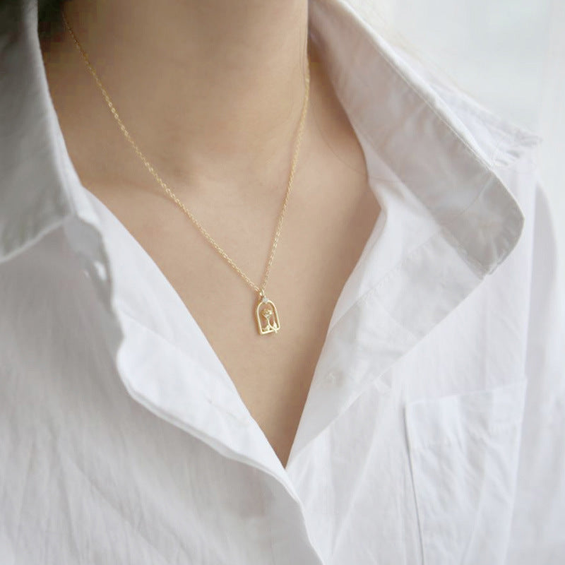 Rose For Necklace In Golden 925 Sterling Silver