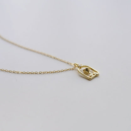 Rose For Necklace In Golden 925 Sterling Silver
