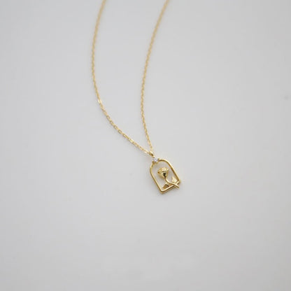 Rose For Necklace In Golden 925 Sterling Silver