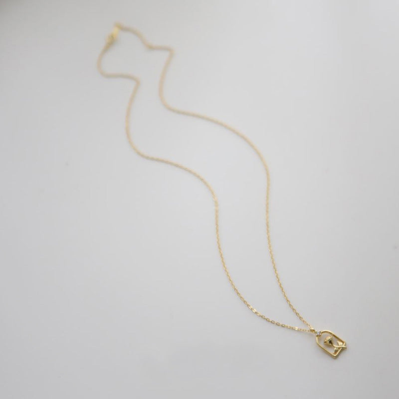 Rose For Necklace In Golden 925 Sterling Silver