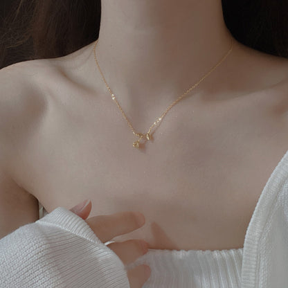 Rose Pendant Necklace For Women In Golden 925 Sterling Silver