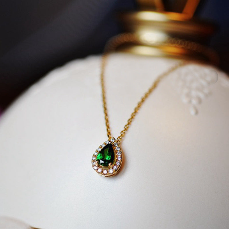 Water Droplets Necklace For Women In Golden 925 Sterling Silver With Zircon Inlay