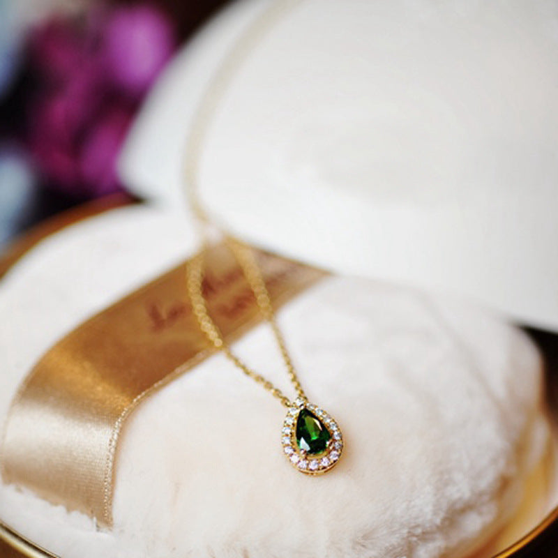 Water Droplets Necklace For Women In Golden 925 Sterling Silver With Zircon Inlay