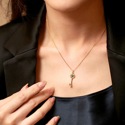 For May Birthstone Emerald Necklace In 925 Sterling Silver With 14K Real Gold Plated Finish