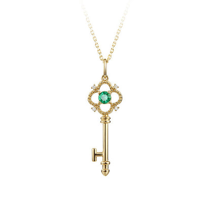 For May Birthstone Emerald Necklace In 925 Sterling Silver With 14K Real Gold Plated Finish