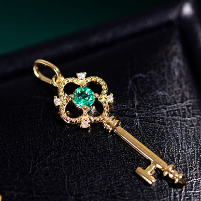 For May Birthstone Emerald Necklace In 925 Sterling Silver With 14K Real Gold Plated Finish
