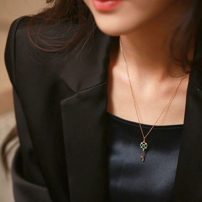 For May Birthstone Emerald Necklace In 925 Sterling Silver With 14K Real Gold Plated Finish