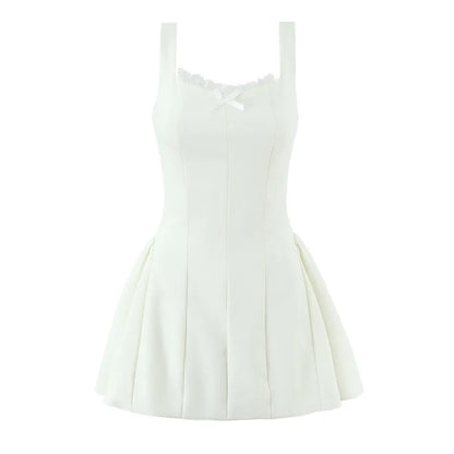 Sexy Solid Color Sleeveless Tank Dress In Polyester Fabric With Collarless Neckline, Knee-Length Design