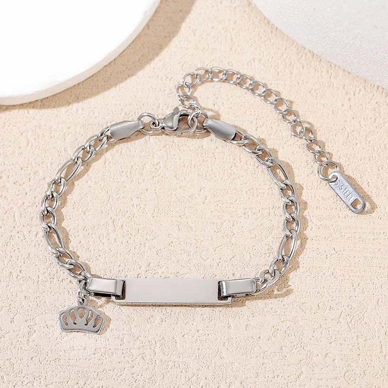 Crown 304 Stainless Steel Cuban Chain Link Bracelet With Durable Design