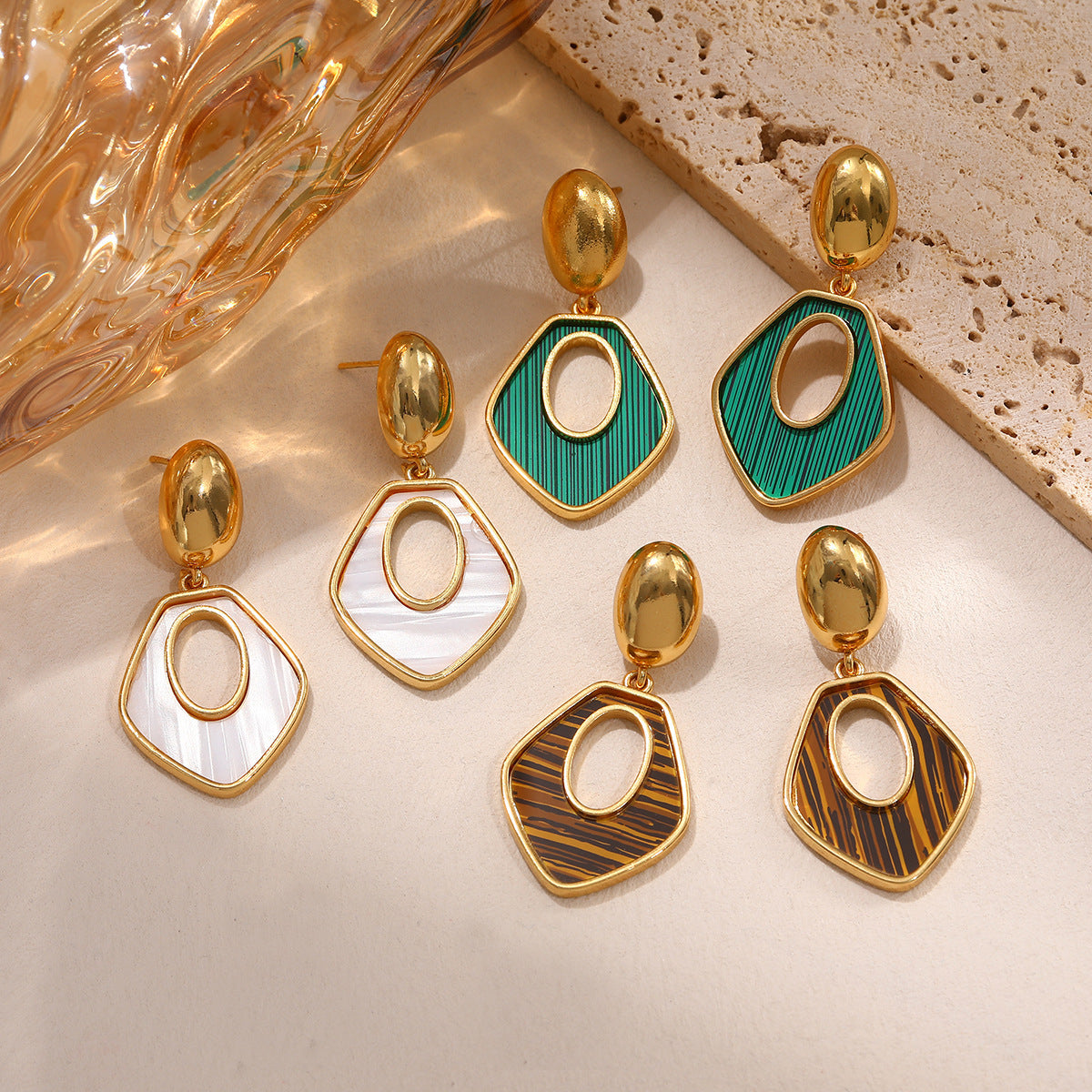 Geometric Drop Earrings For Women In Steel Color, Made Of Durable 304 Stainless Steel