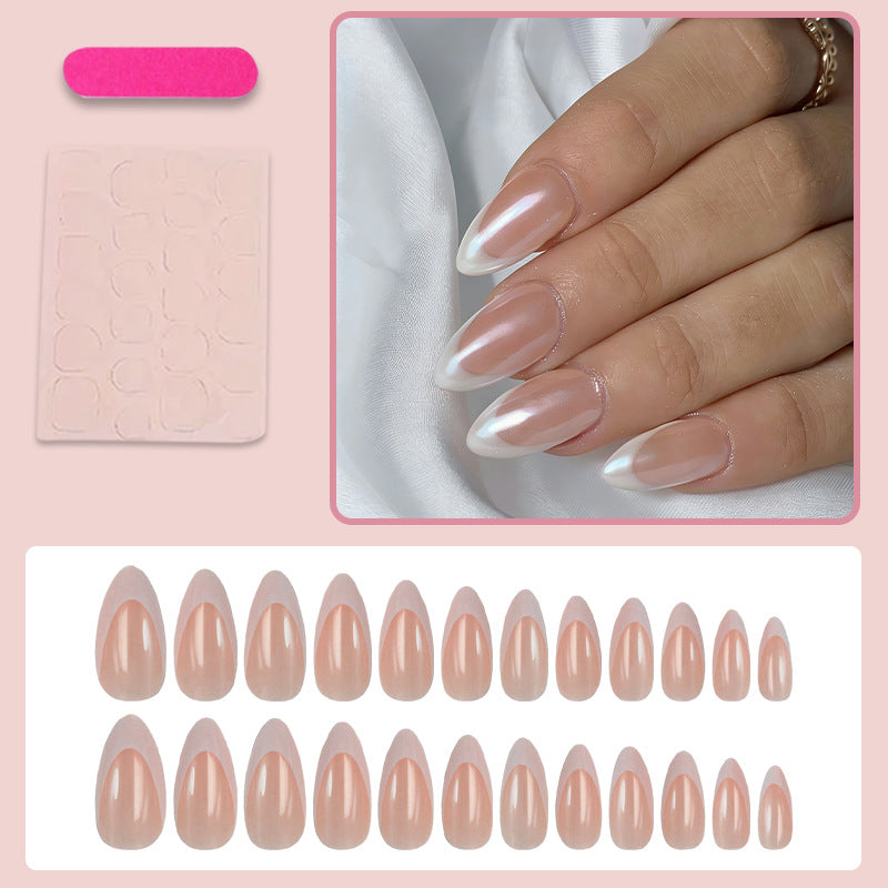 French Pattern Press-On Nails Featuring Elegant Lines For A Stylish And Easy Manicure