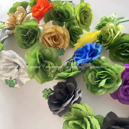 Original Design Multicolor Flowers Hair Band Made Of Cloth, Perfect Hair Accessory For St. Patrick's Day