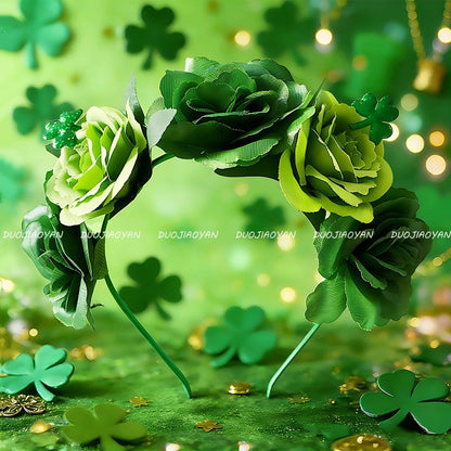 Original Design Multicolor Flowers Hair Band Made Of Cloth, Perfect Hair Accessory For St. Patrick's Day