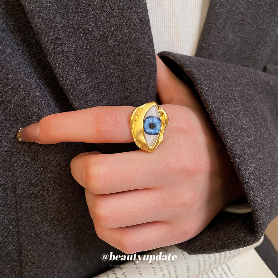 Devil's Eye Open Ring For Men In Golden Alloy, 1 Piece